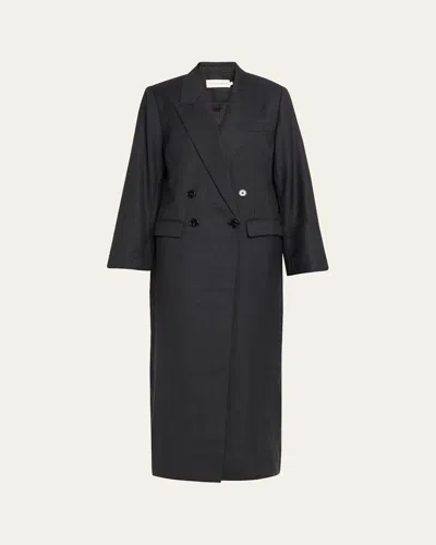 Courtney Zheng Danique Wool Check Coat In Black