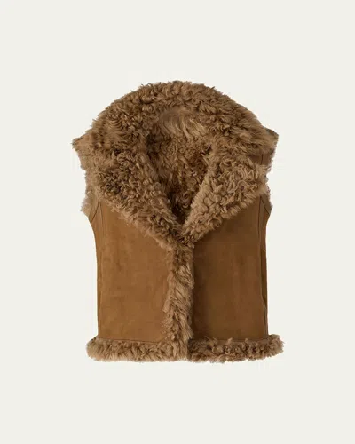 Mackage Kasia Reversible Shearling Leather Vest In Brown