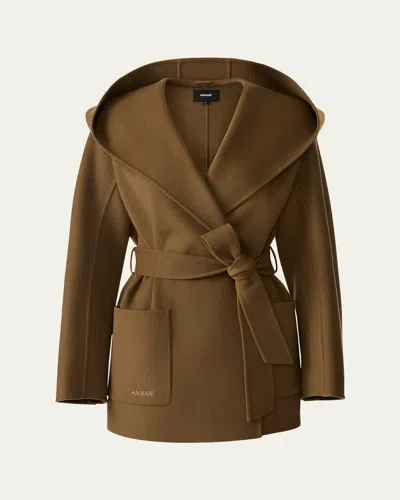 Mackage Paya Double-face Wool Wrap Coat In Brown