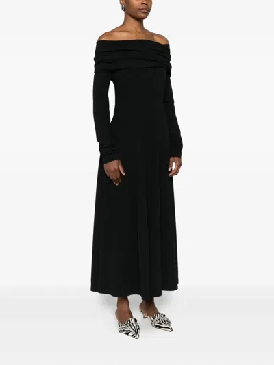 Alberta Ferretti Black Cut-out Midi Dress  In Black