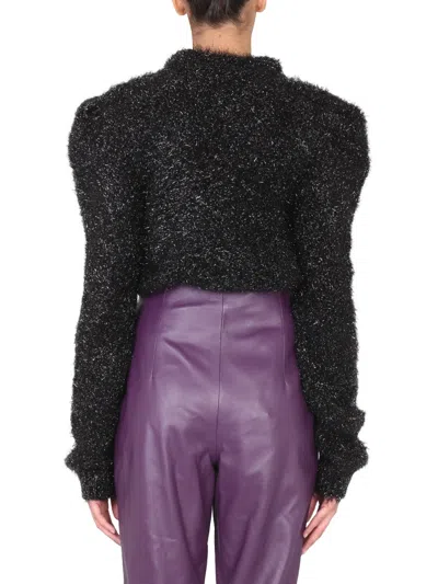 Alberta Ferretti Textured Jersey Top With Structured Silhouette In Black