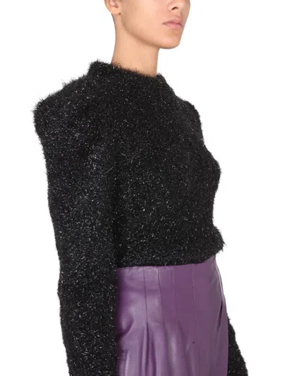 Alberta Ferretti Textured Jersey Top With Structured Silhouette In Black