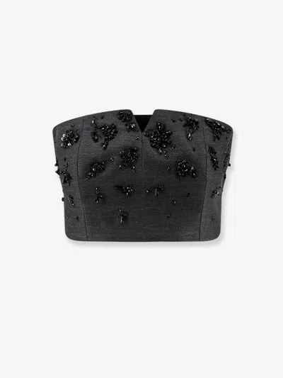 Alberta Ferretti Peserico Ebony Brown Virgin Wool Two-fabrics Dress In Black