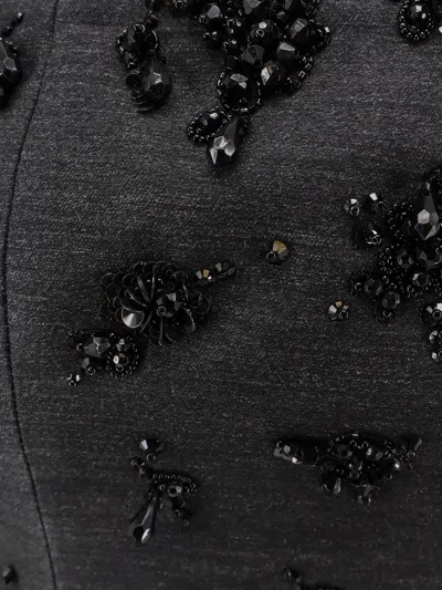 Alberta Ferretti Peserico Ebony Brown Virgin Wool Two-fabrics Dress In Black