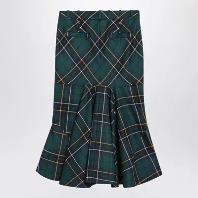 Alexander Mcqueen Alexander Mc Queen Flared Skirt In Wool Tartan In Green