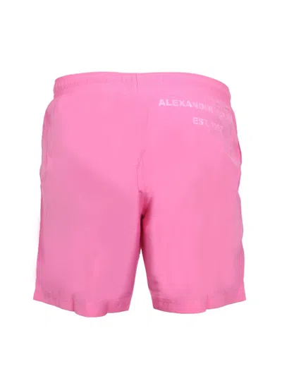 Alexander Mcqueen Men Logo Print Swimsuit In Pink