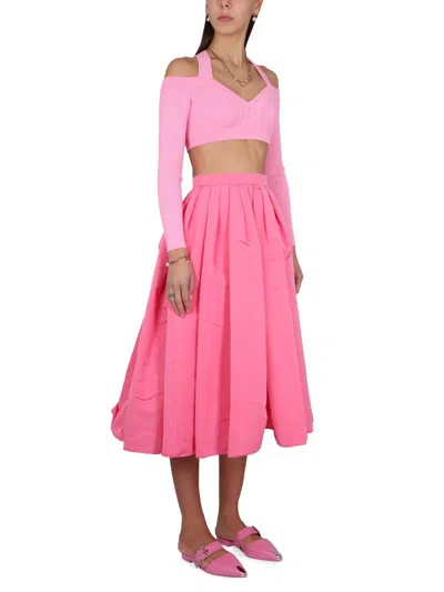 Alexander Mcqueen Alexander Mc Queen Pink Knitted Short Top In Pink