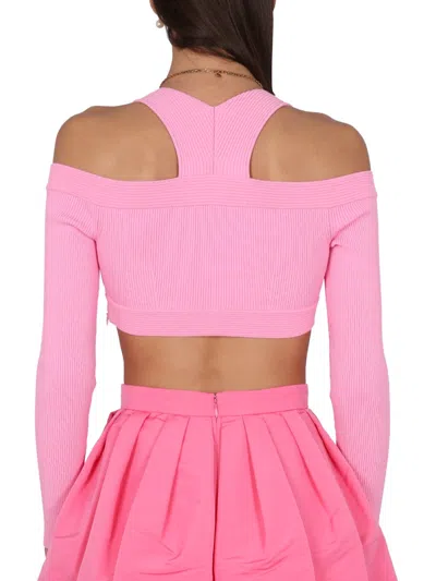 Alexander Mcqueen Alexander Mc Queen Pink Knitted Short Top In Pink