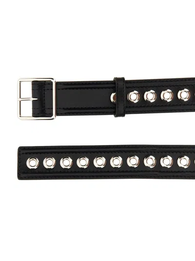 Alexander Mcqueen Women Medium Belt With Eyelets In Black