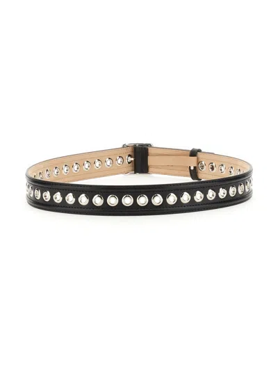 Alexander Mcqueen Women Medium Belt With Eyelets In Black