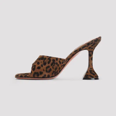 Amina Muaddi Brown Pumps With Distinctive Heel And Modern Silhouette In Animal Print