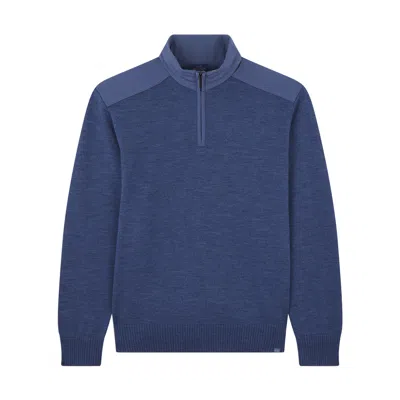 Paul & Shark Half-zip Sweater In Soft Cool Touch Wool With Typhoon Re-4x4 Stretch Details In Blue