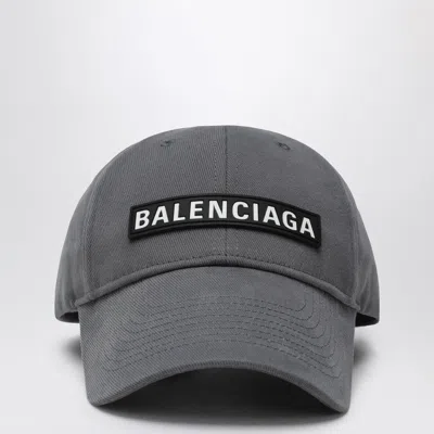 Balenciaga Grey Cotton Patch Baseball Cap Men In Gray