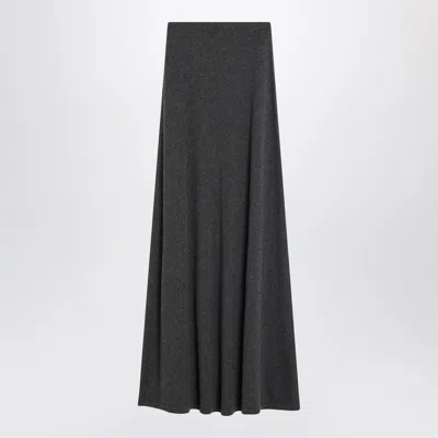 Balenciaga Long Grey Wool Skirt In Black
