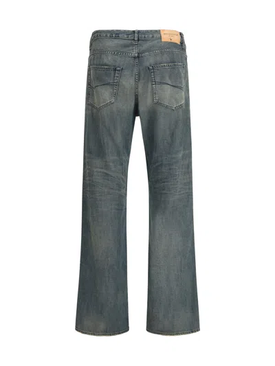 Balenciaga Loose Washed Jeans In Blue/grey/yellow In Blue