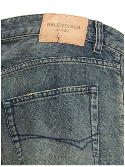 Balenciaga Loose Washed Jeans In Blue/grey/yellow In Blue