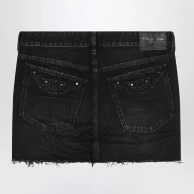 Balenciaga Washed Black City Mini Denim Skirt In Black
