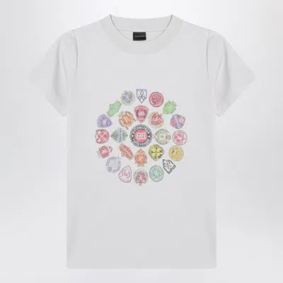 Balenciaga Women Graphic Logo Crew Neck T-shirt In White