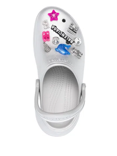 Balenciaga Crocs Jibbitz Clogs In Silver