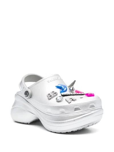 Balenciaga Crocs Jibbitz Clogs In Silver