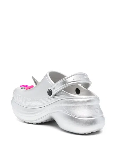 Balenciaga Crocs Jibbitz Clogs In Silver