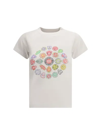 Balenciaga Women Graphic Logo Crew Neck T-shirt In White
