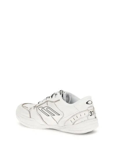 Balenciaga Women Hamptons Worn-out Leather Low-top Sneakers In Neutral