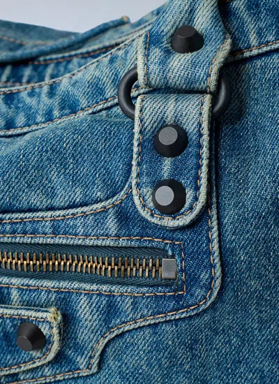 Balenciaga Women Medium Le City Denim Handbag In Blue