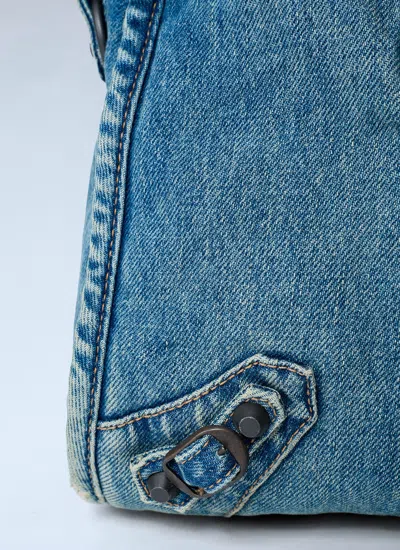 Balenciaga Women Medium Le City Denim Handbag In Blue