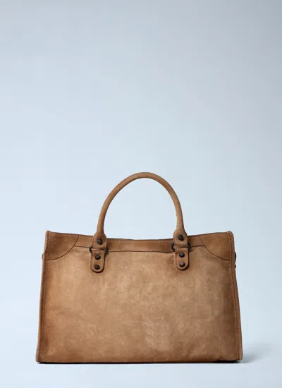 Balenciaga Medium Le City Calf Leather Top Handle Bag In Brown