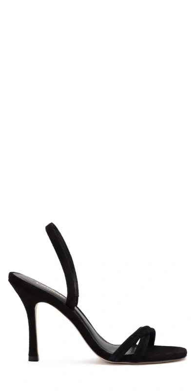 Larroude Annie Sandal Black Suede In Animal Print