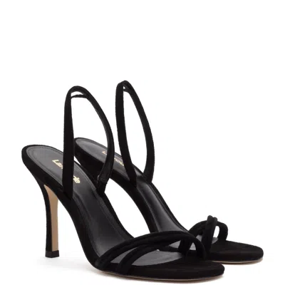 Larroude Annie Sandal Black Suede In Animal Print