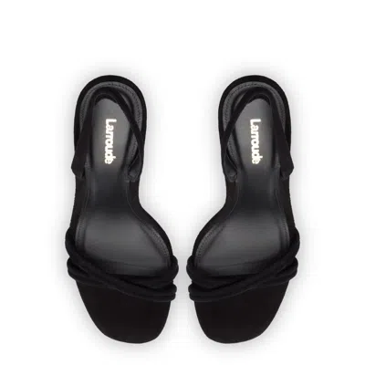 Larroude Annie Sandal Black Suede In Animal Print