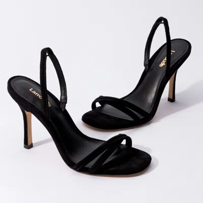 Larroude Annie Sandal Black Suede In Animal Print