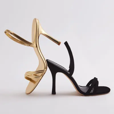Larroude Annie Sandal Black Suede In Animal Print