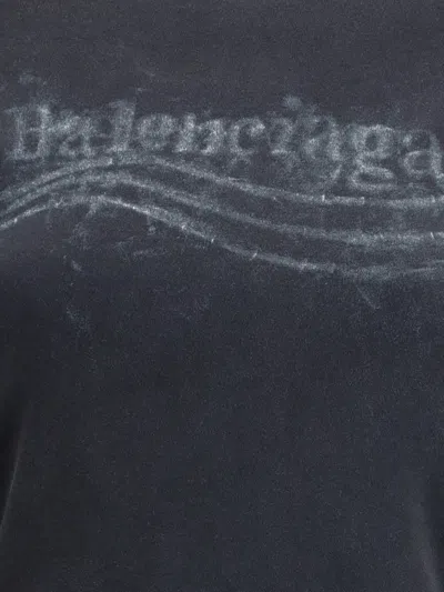 Balenciaga Women Washed Crayon Political Double-sleeve T-shirt In Black