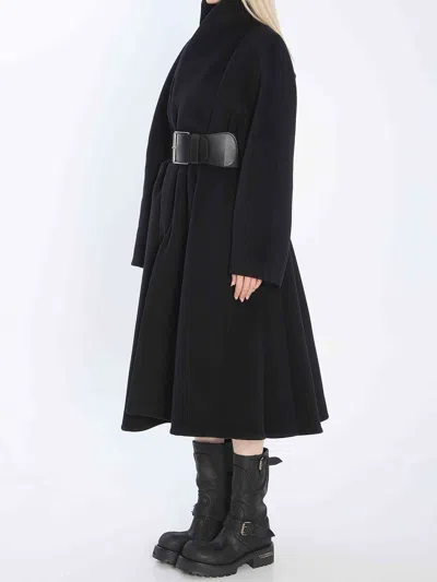 Balenciaga Leather-belt Wrap Coat In Black