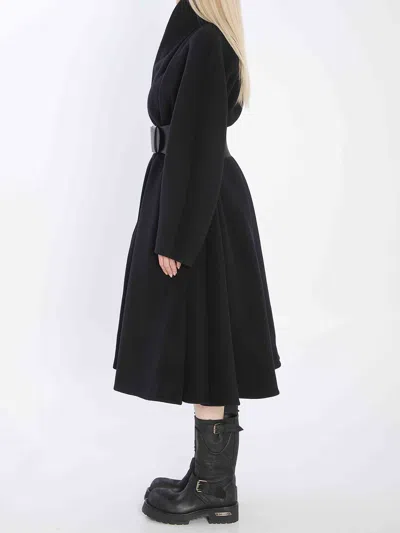 Balenciaga Leather-belt Wrap Coat In Black