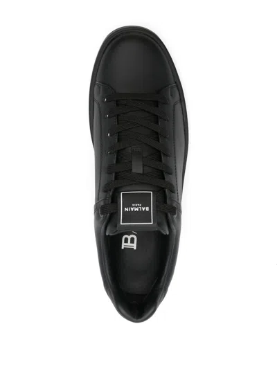Balmain Court Round Toe Flat Sole Sneakers In Black