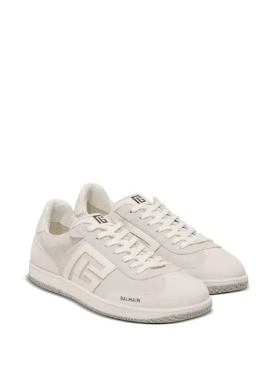 Balmain Swan Sneakers In Suede And Smooth Leather In White