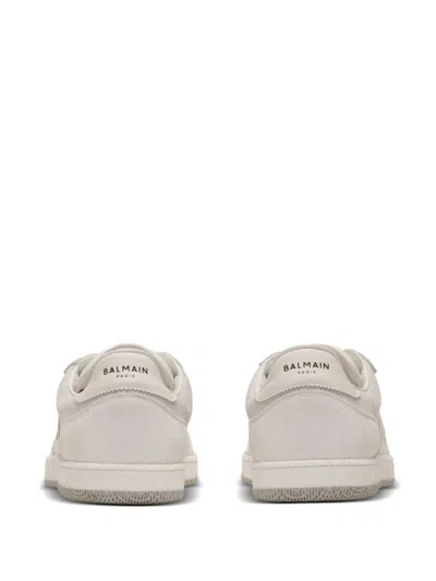 Balmain Swan Sneakers In Suede And Smooth Leather In White