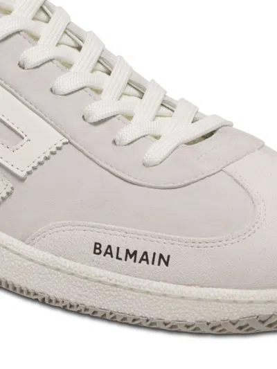 Balmain Swan Sneakers In Suede And Smooth Leather In White