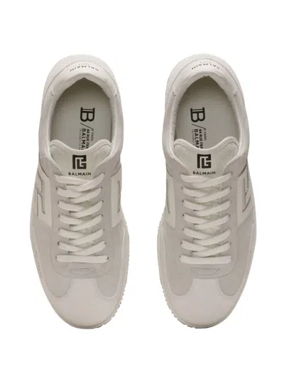 Balmain Swan Sneakers In Suede And Smooth Leather In White