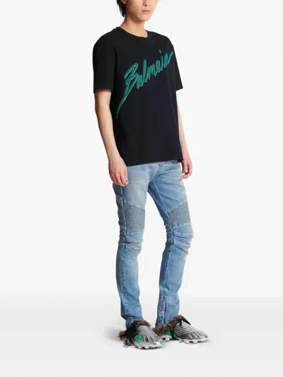 Balmain Men Logo T-shirt In Black