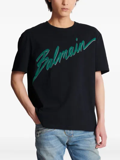 Balmain Men Logo T-shirt In Black