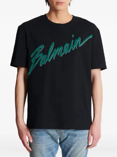 Balmain Men Logo T-shirt In Black