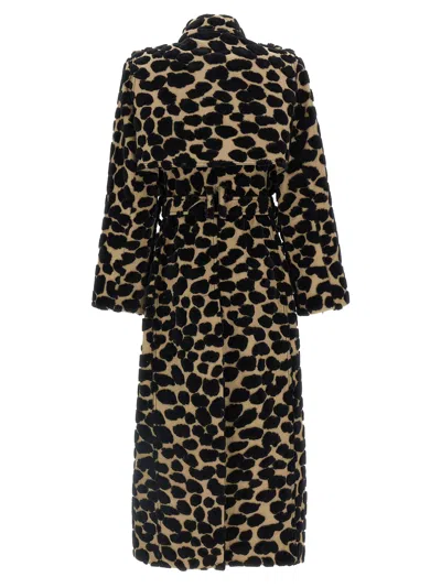Balmain Leopard Jacquard Trench Coat Coats And Trench Coats Multicolor In Multi