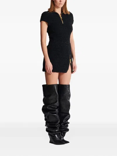 Balmain Tweed Mini Skirt In Black