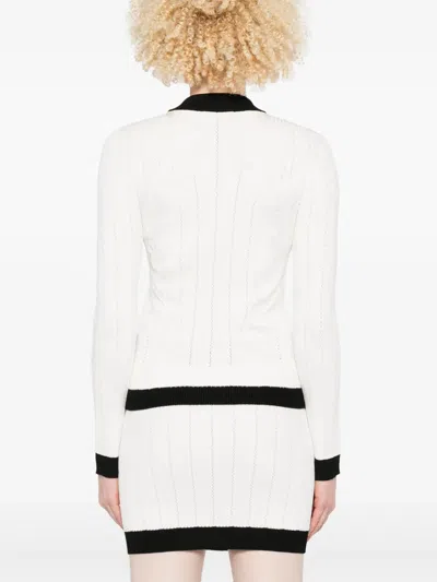 Balmain Two-tone Cardigan In White
