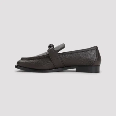 Bottega Veneta Knot Detail Round Toe Textured Leather Loafers In Multi